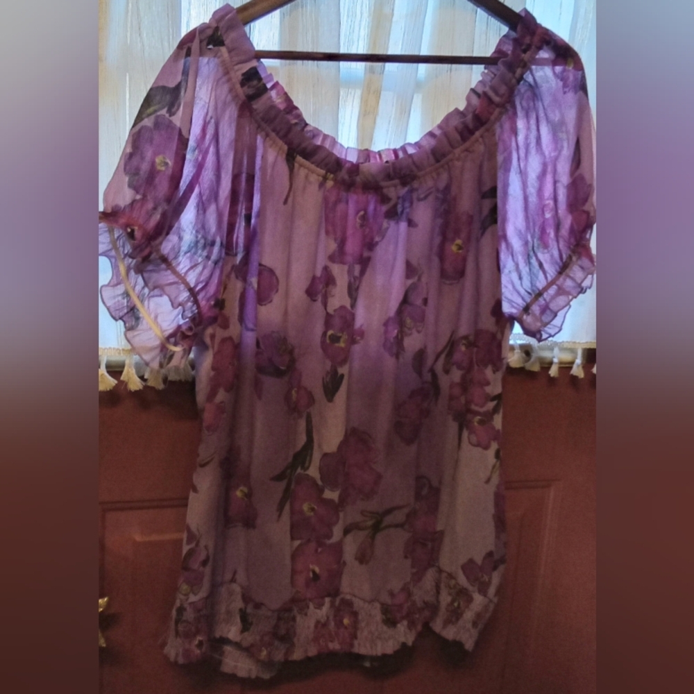 Apt. 9 Purple Floral Off-Shoulder Blouse